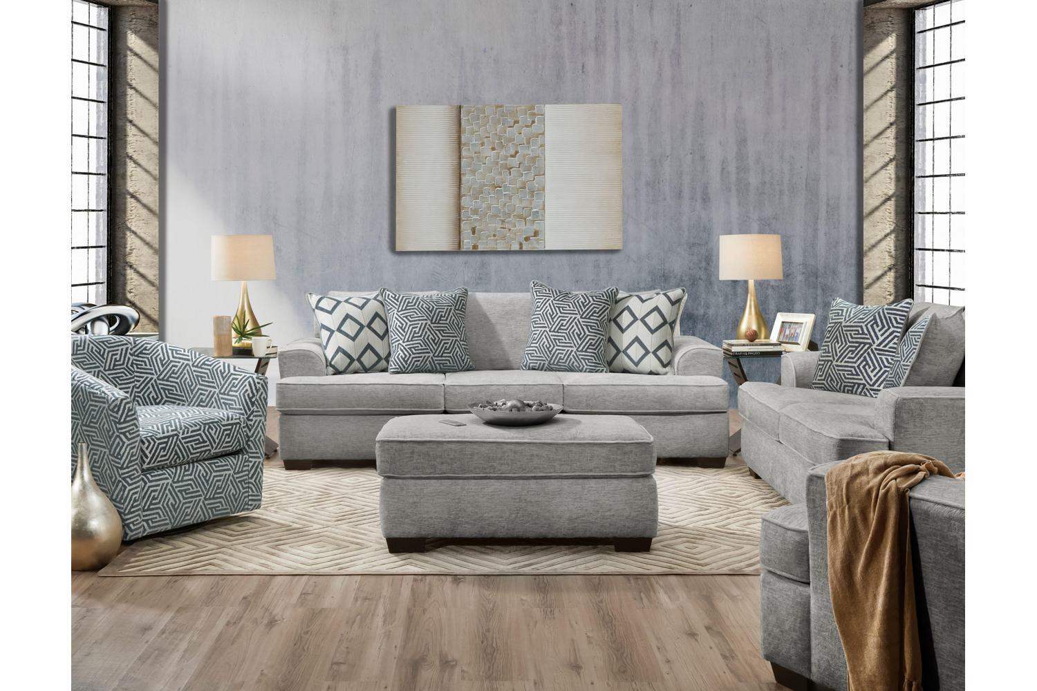 Large Gray Sofa with Accent Pillows